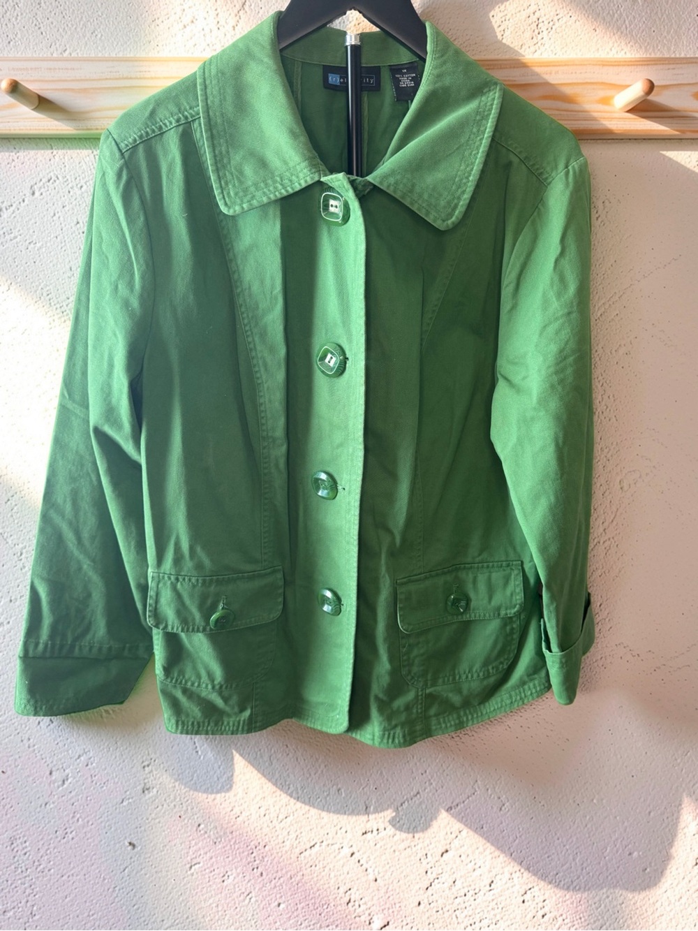 Relativity Green Button-Front Utility Jacket